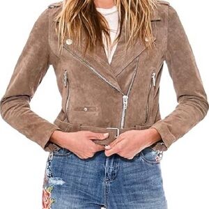 BLANK NYC Suede Moto Jacket- Sand Stoner